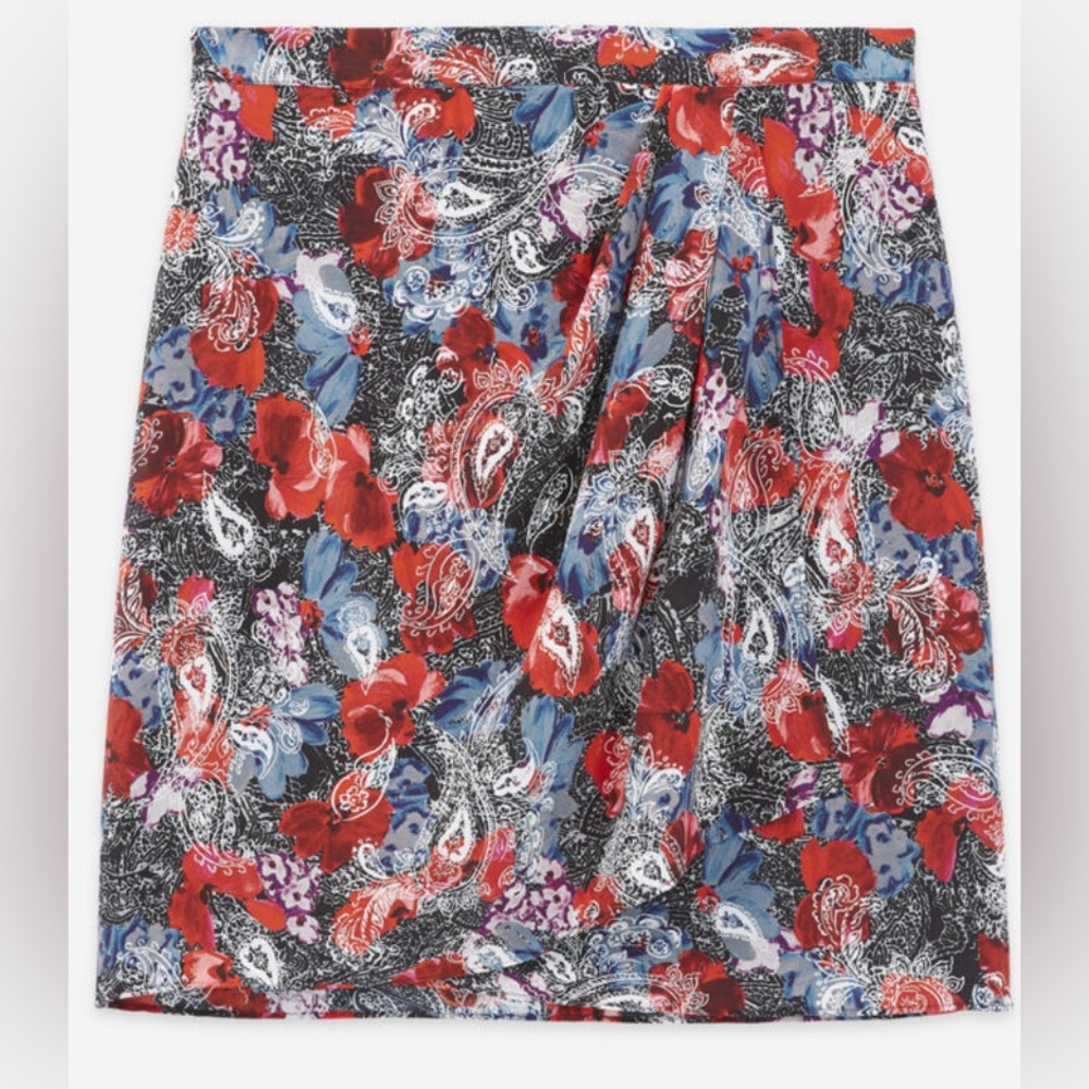 Kooples cropped silk skirt with floral print